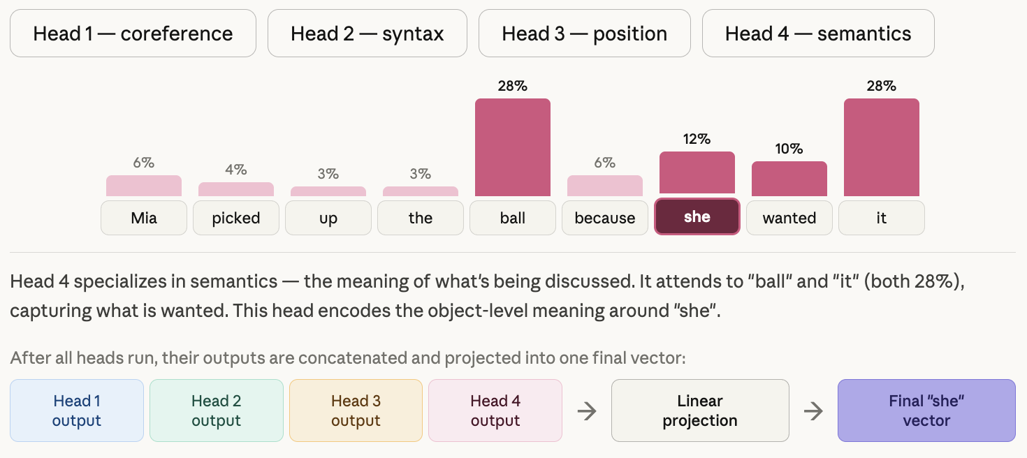 Visualization of Head 4’s attention pattern, demonstrating the diversity of learned attention strategies across heads