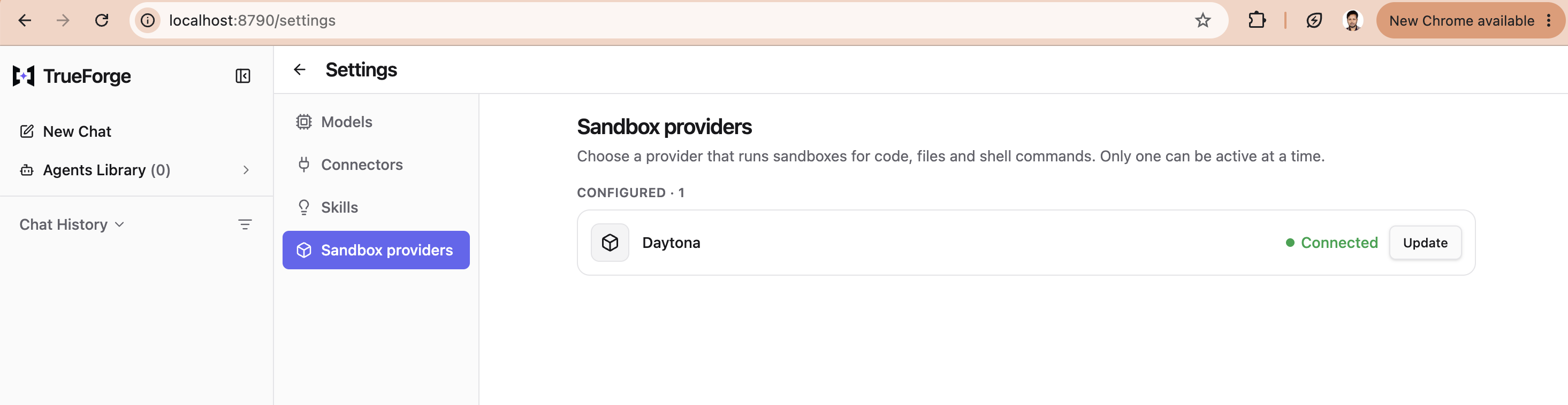 Daytona Connected status in TrueForge
