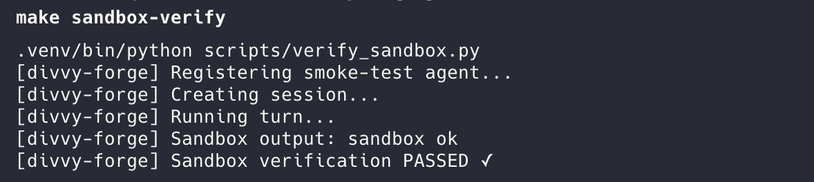 sandbox-verify PASSED output